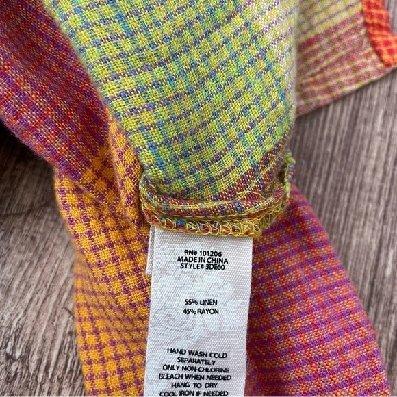 Soft Surroundings Galina Multi-Color Plaid Linen Button Down Tunic Top Size PS - Picture 6 of 6